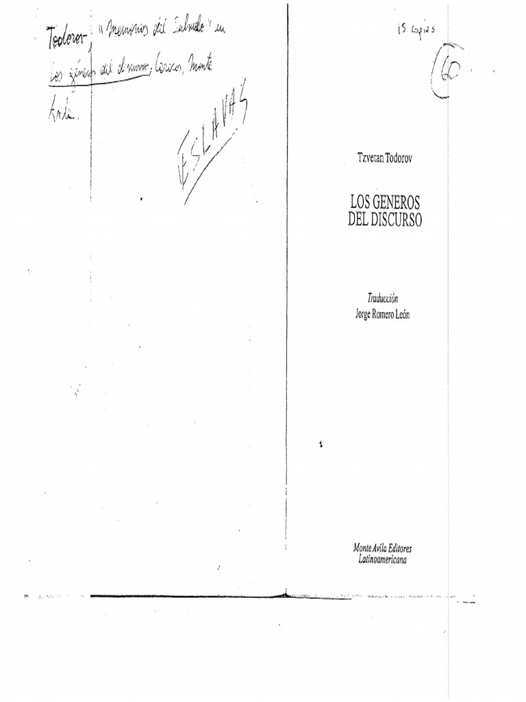 Todorov Tzvetan Memorias Del Subsuelo en Los Géneros Del Discurso PDF