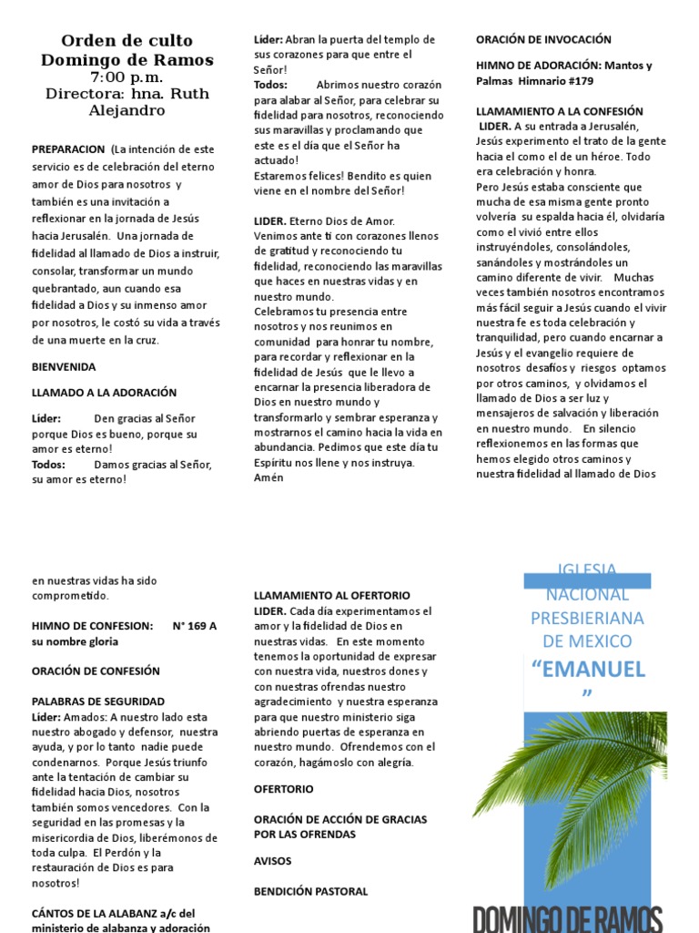 Orden de Culto Domingo de Ramos | Oración | Cristo (título)