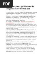 Los Principales Problemas de Los Jóvenes de Hoy en Día