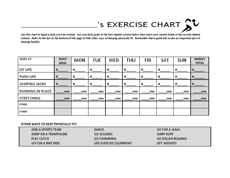 #39 S Exercise Chart: MON TUE WED THU FRI SAT SUN PDF