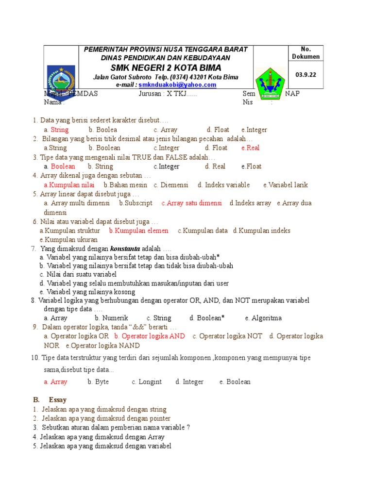Soal Pemrograman Dasar