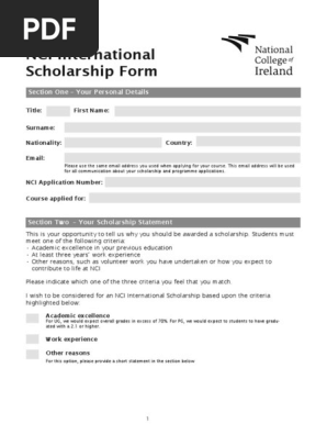 International Scholarship Application
