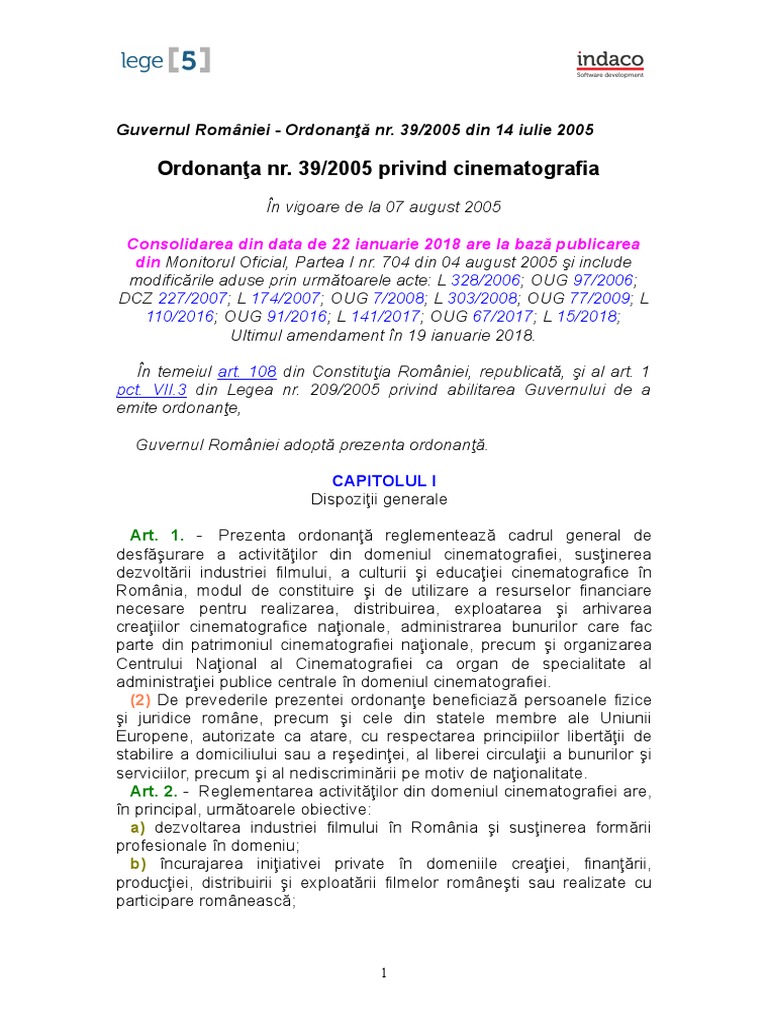 Ordonanta Nr 39 2005 Actual 01 2018