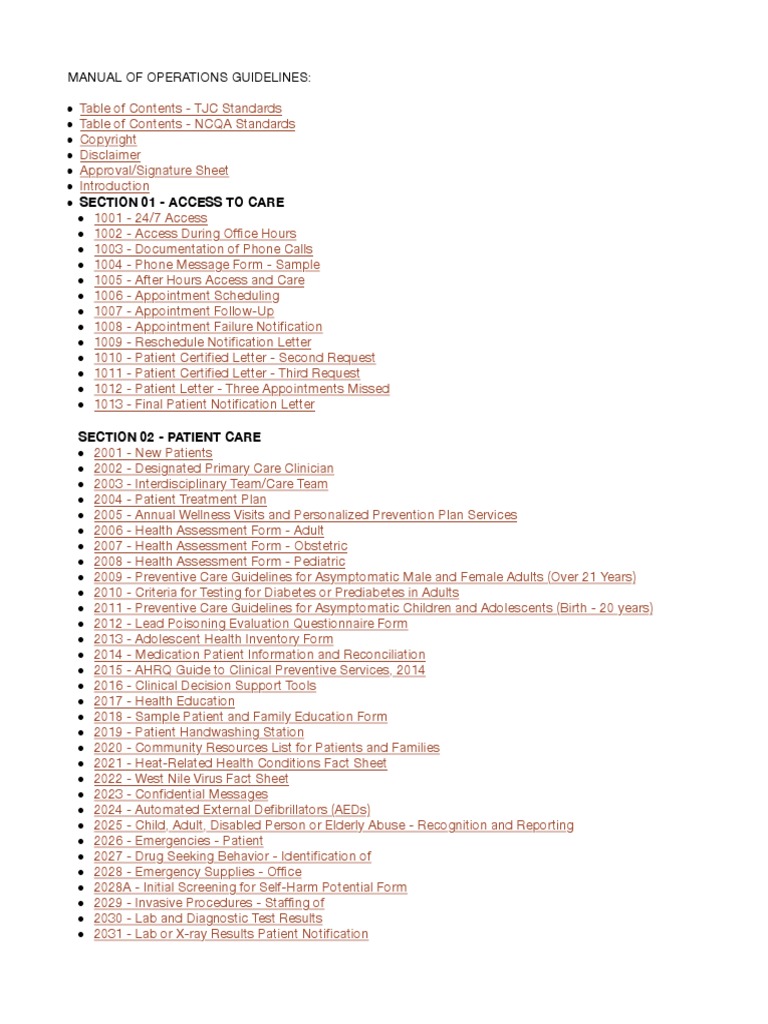 Manual of Operations Guidelines: PDF | PDF | Electronic Health Record ...