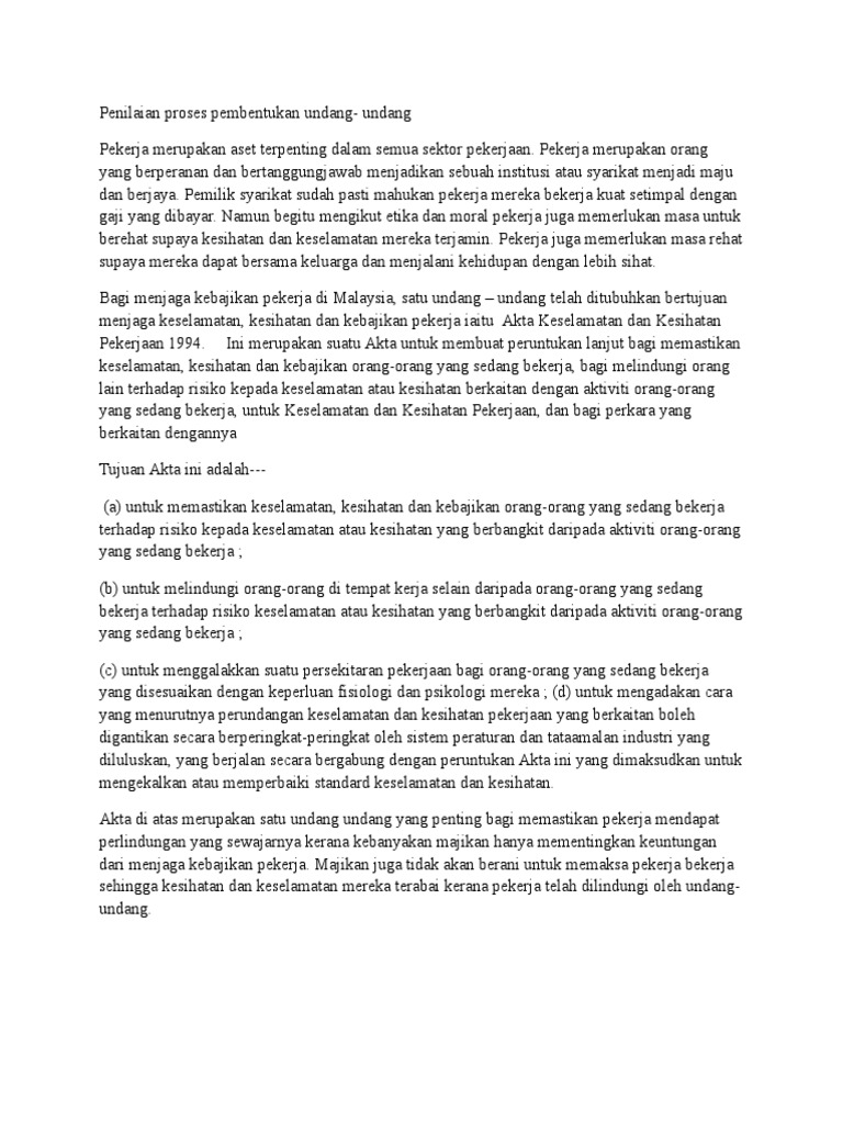 Penilaian Proses Pembentukan Undang 1