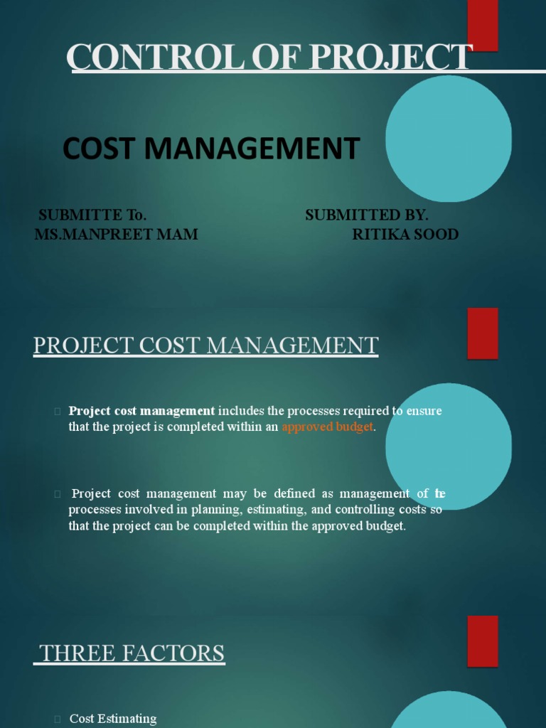 Control of Project Cost Management PDF Production And