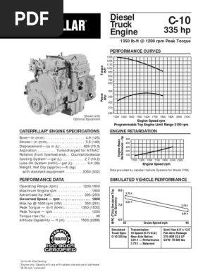 Motor Caterpillar C10 Especificaciones Horsepower Transmission Mechanics