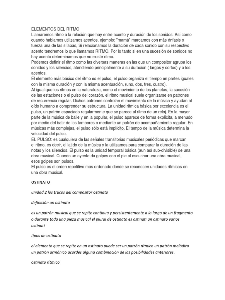 Elementos Del Ritmo - Referencia | PDF | Ritmo | Tempo