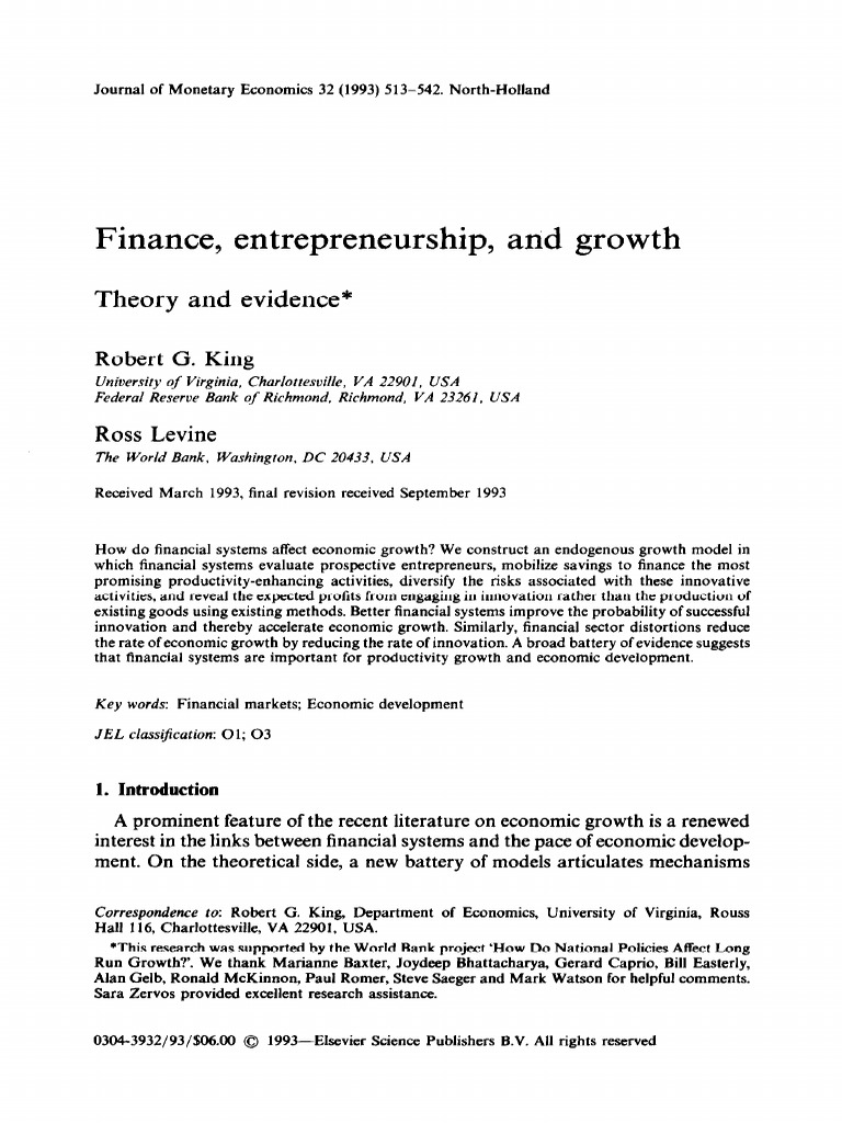 Finance's Role in Economic Growth | PDF | Development Economics ...