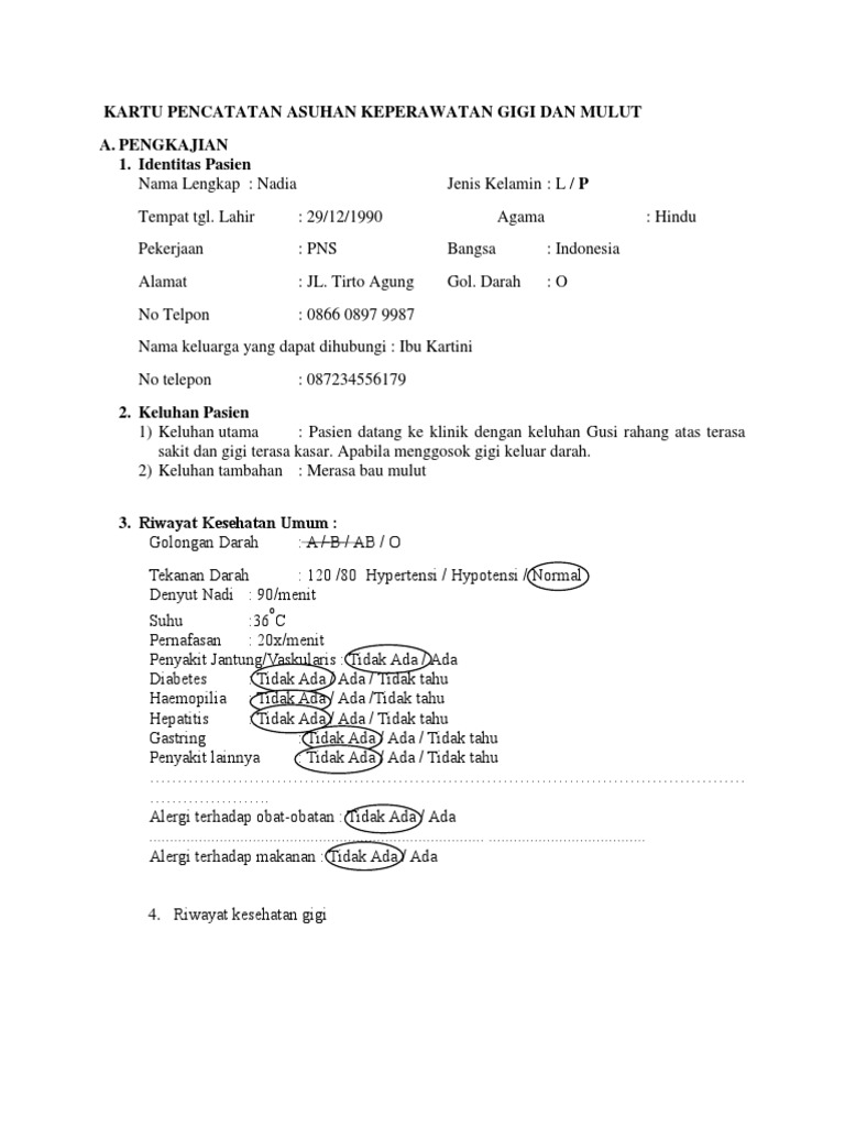 Hkartu Pencatatan Asuhan Keperawatan Gigi Dan Mulut