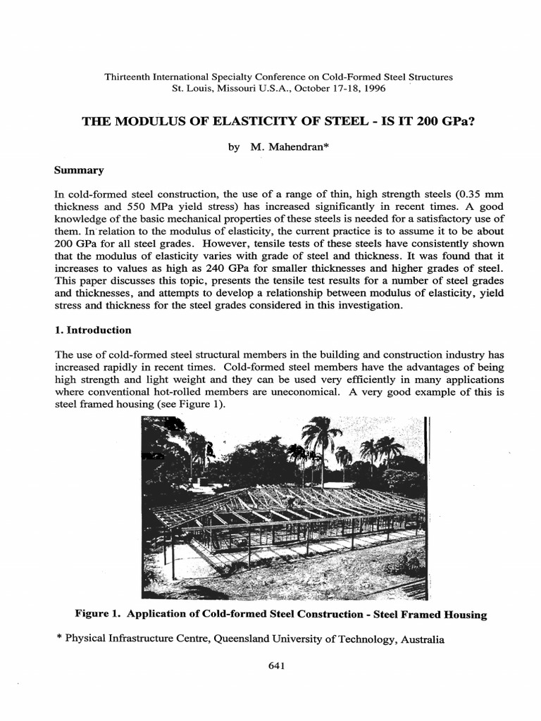 The Modulus of Elasticity of Steel Is It 200 GPa PDF | PDF | Science ...