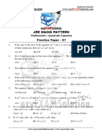 Quadratic Equation Paper 01