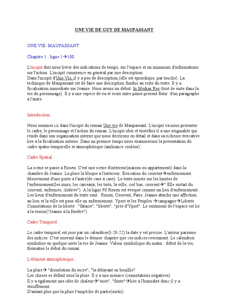 Une Vie De Maupassant Résumé Par Chapitre Une Vie de Guy de Maupassant-1 | PDF | Jean-Jacques Rousseau | Fées