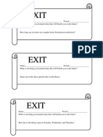 Exit Ticket For Orientation