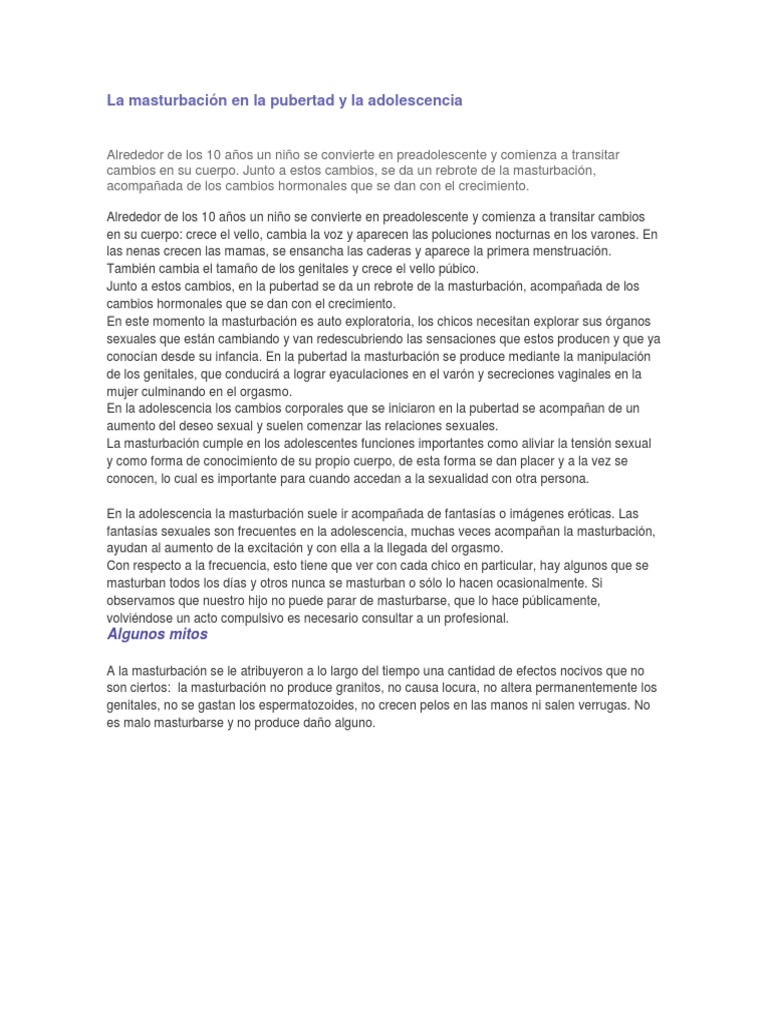 Masturbacin en Pubertad y Adolescencia | PDF | Masturbacin | Adolescencia