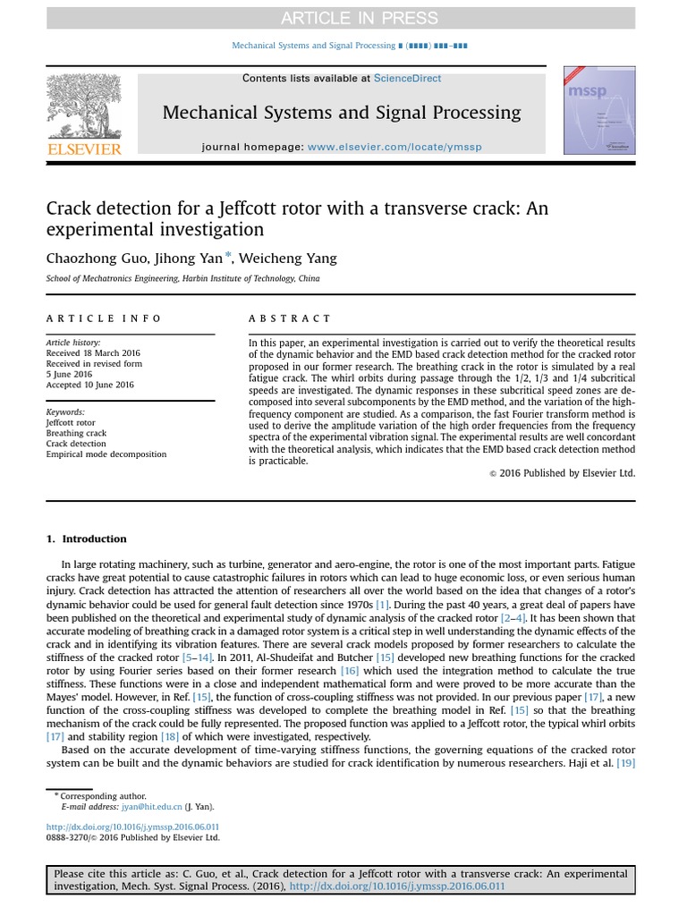 Jeffcott Rotor Crack Detection Study | PDF | Physics | Teaching Mathematics