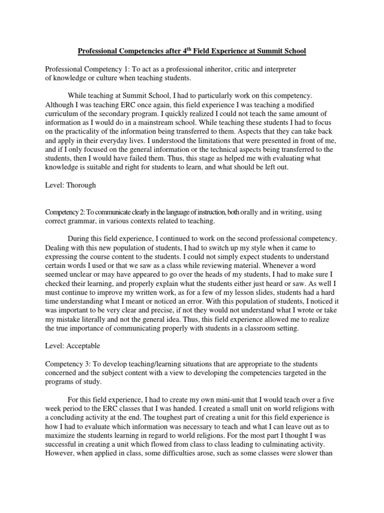 Teaching Competencies at Summit School | PDF | Teachers | Competence ...