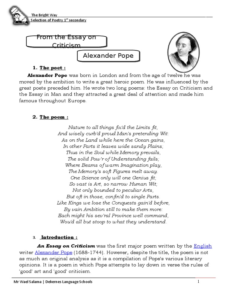 Essay On Criticism Alexander Pope Poetry