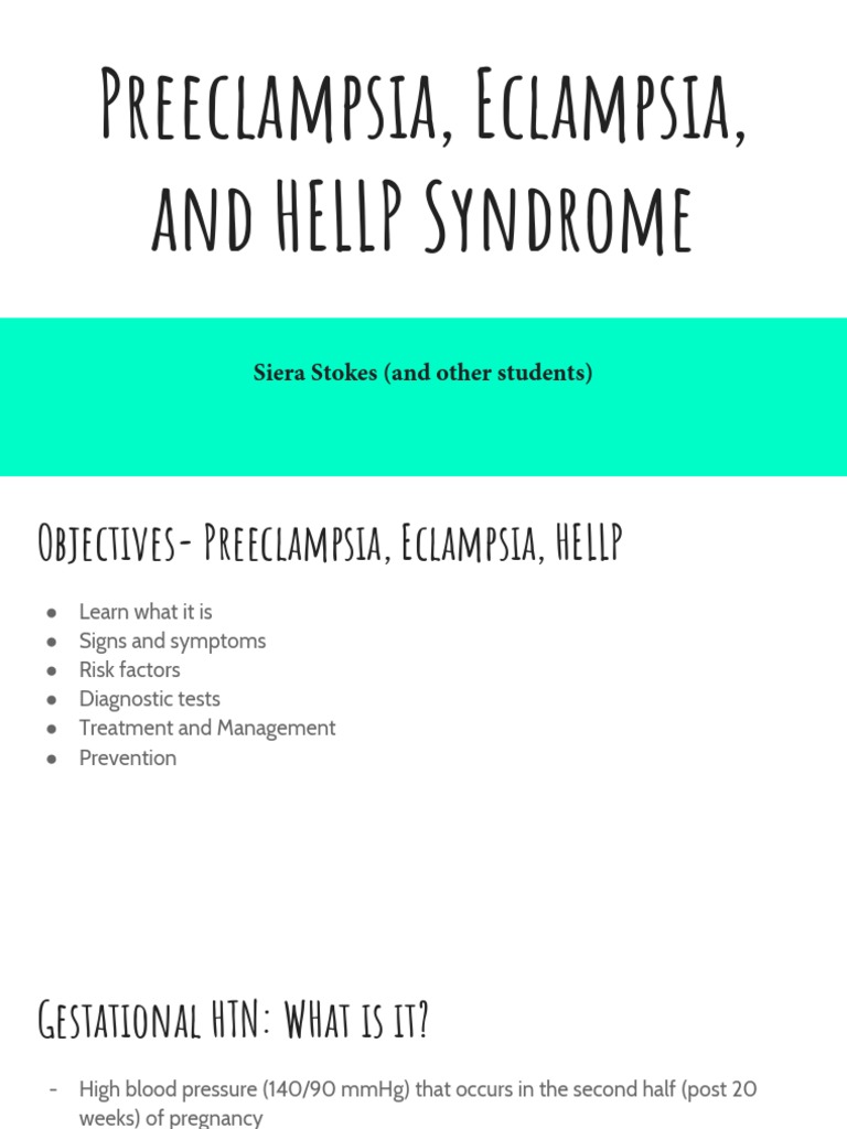 preeclampsia eclampsia and hellp syndrome Hypertension Preterm Birth