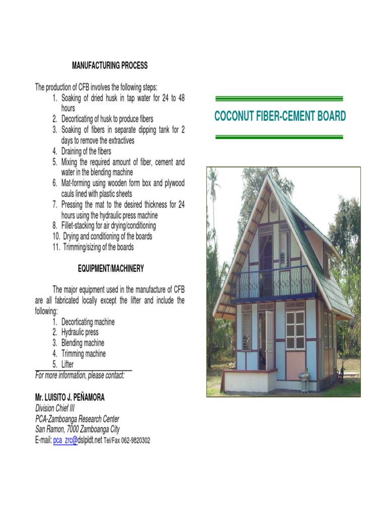 Coconut Fiber-Cement Board Manufacturing | PDF | Coconut | Cement