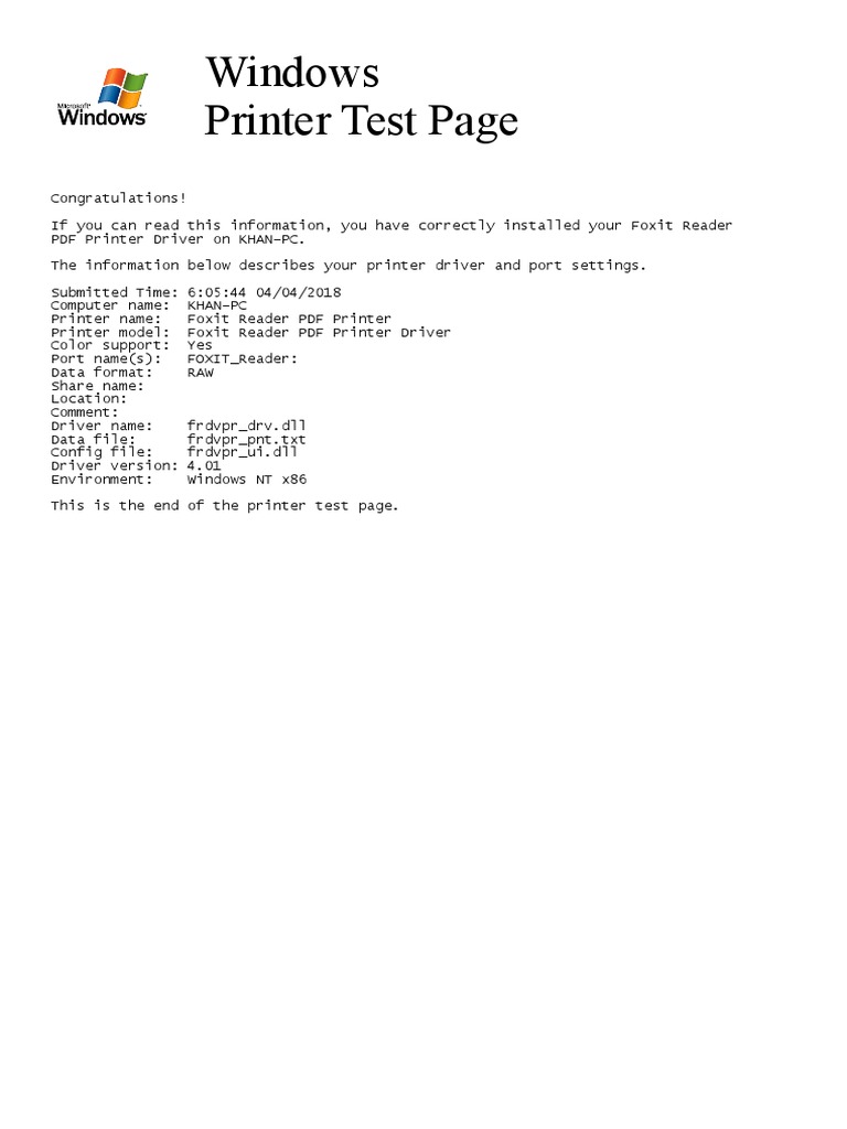 Foxit Reader PDF Printer Test Page | PDF | Technology & Engineering