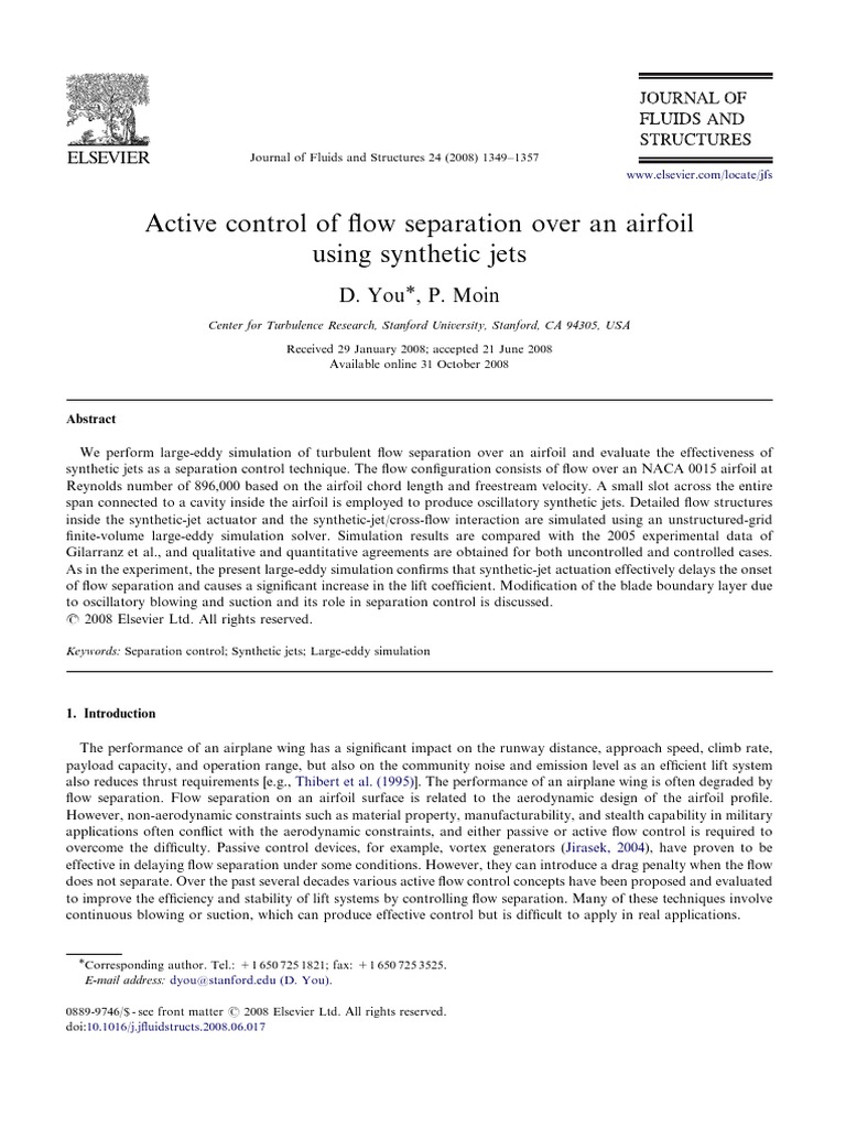 Synthetic Jets for Airfoil Flow Control | PDF | Lift (Force) | Boundary ...