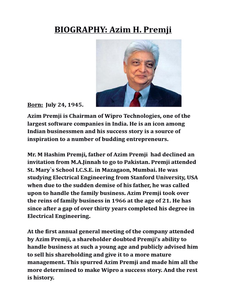 Azim H. Premji: Wipro's Visionary Leader | PDF | Business