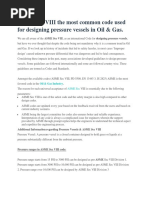 ASME Sec VIII The Most Common Code Used For Designing Pressure Vessels in Oil & Gas