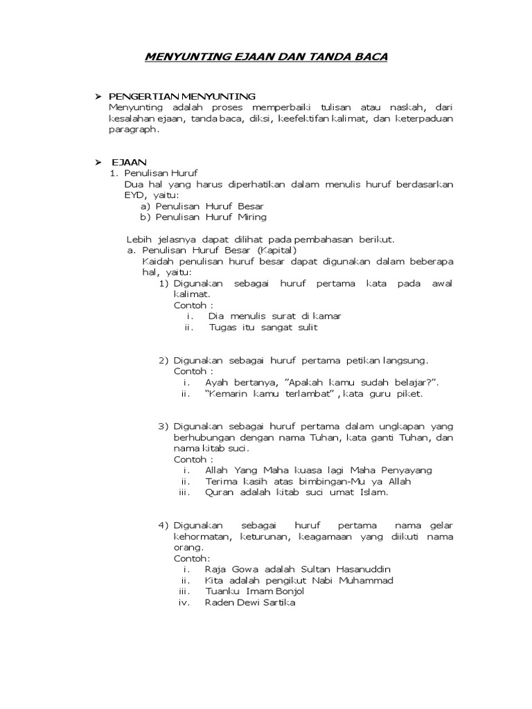 Menyunting Ejaan Dan Tanda Baca