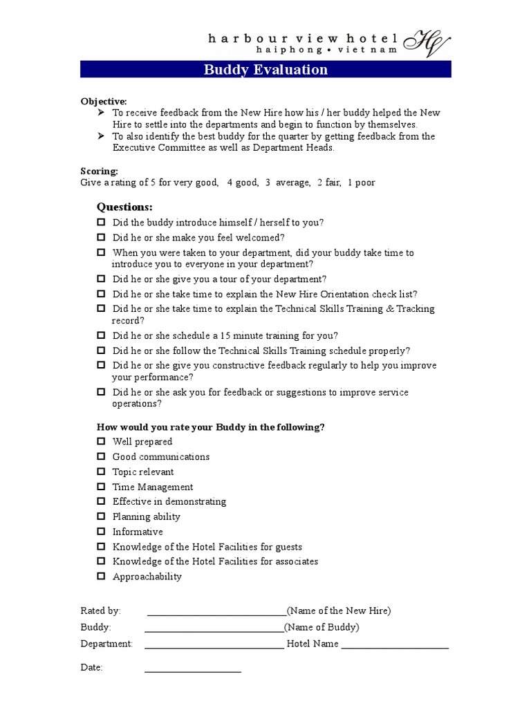 Buddy Evaluation Feedback FormHVH