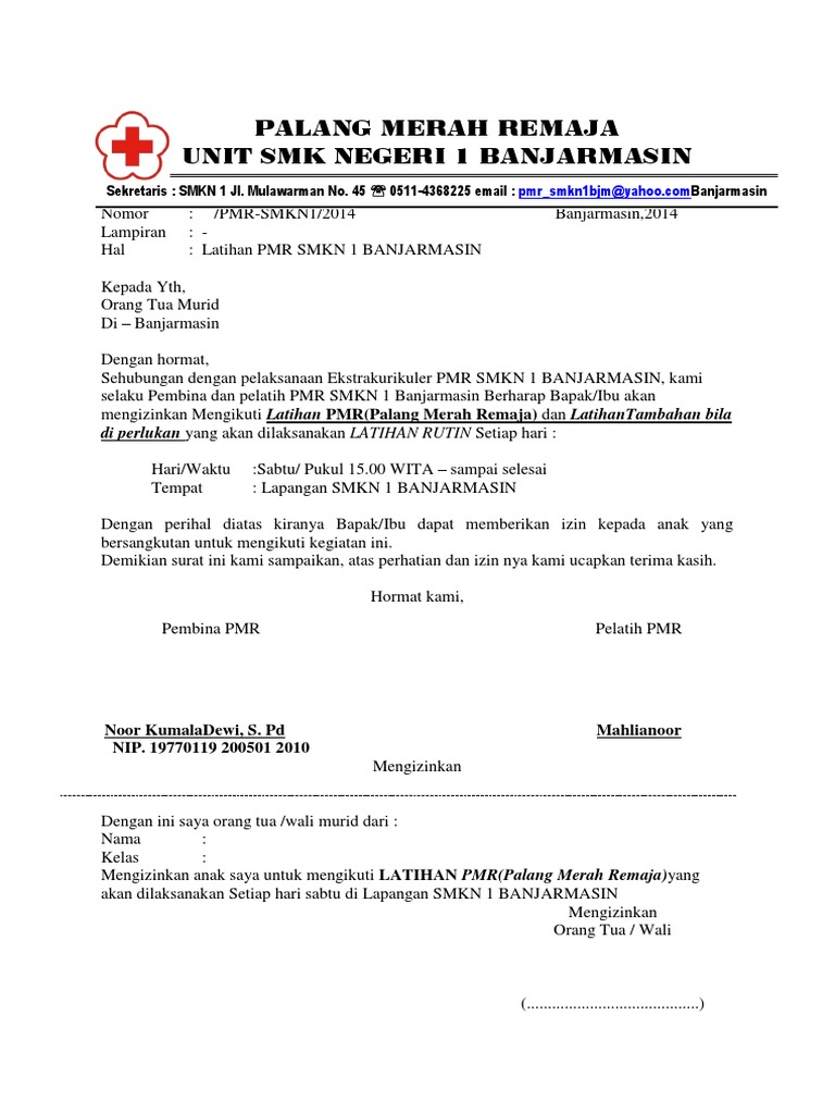 Surat Izin Latihan Tambahan Pdf