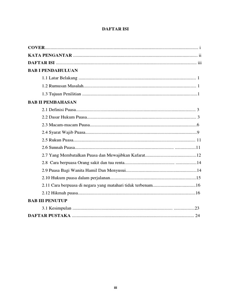 Daftar Isi Makalah Agama