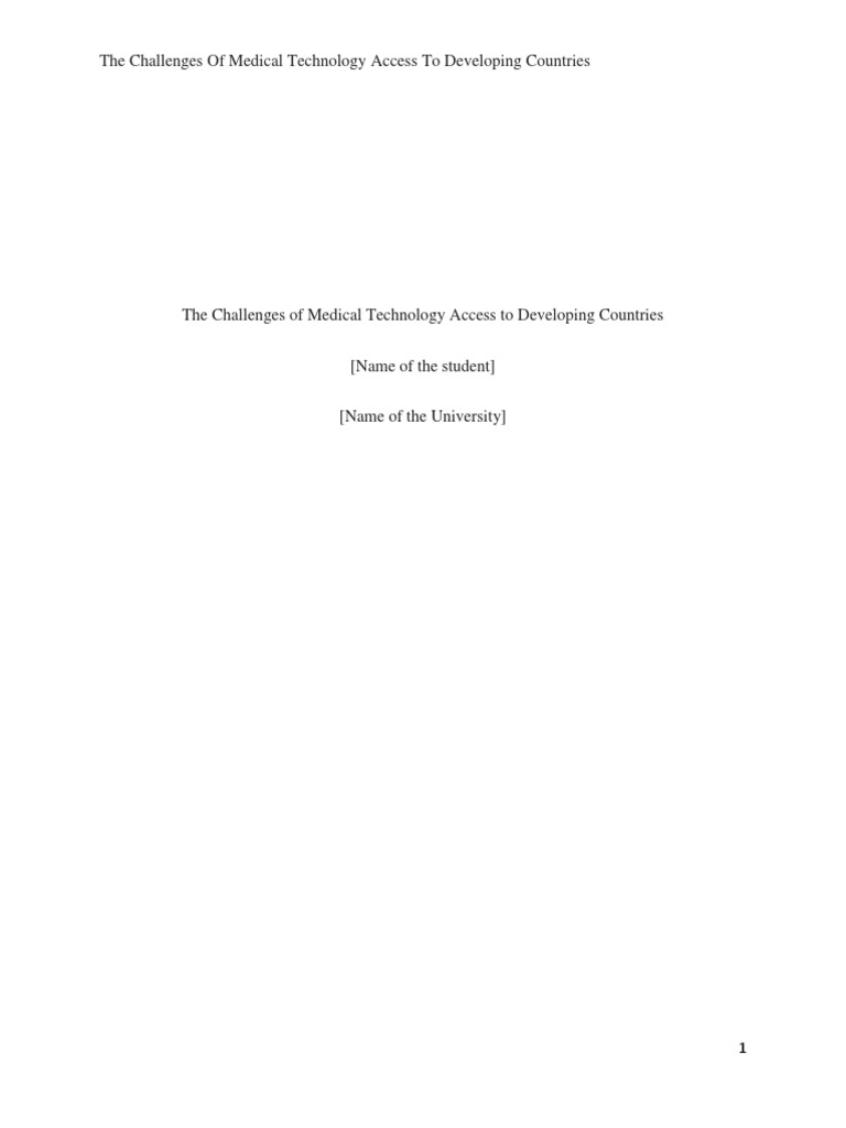 Medical Technology Access in Developing Countries | PDF | Health System ...