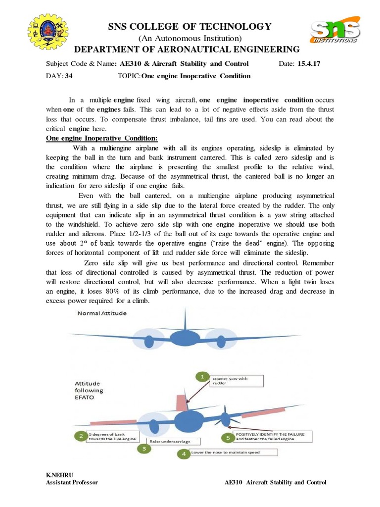 7. One Engine Inoperative Conditions Aerospace Engineering