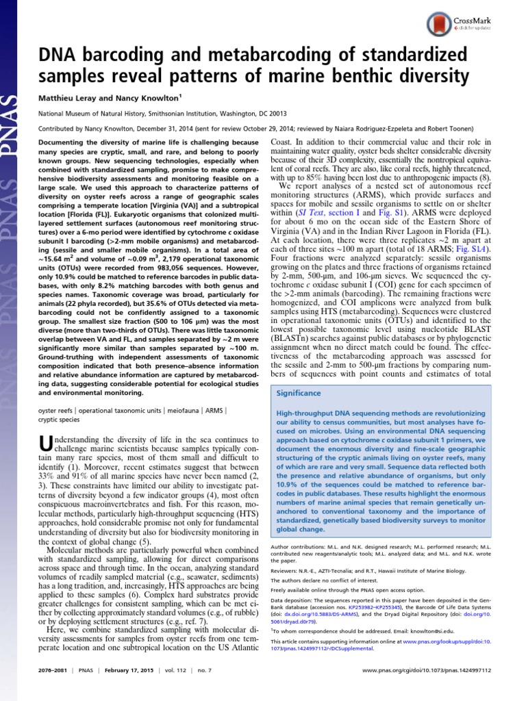DNA Barcoding and Metabarcoding of Standardized Samples Reveal Patterns ...