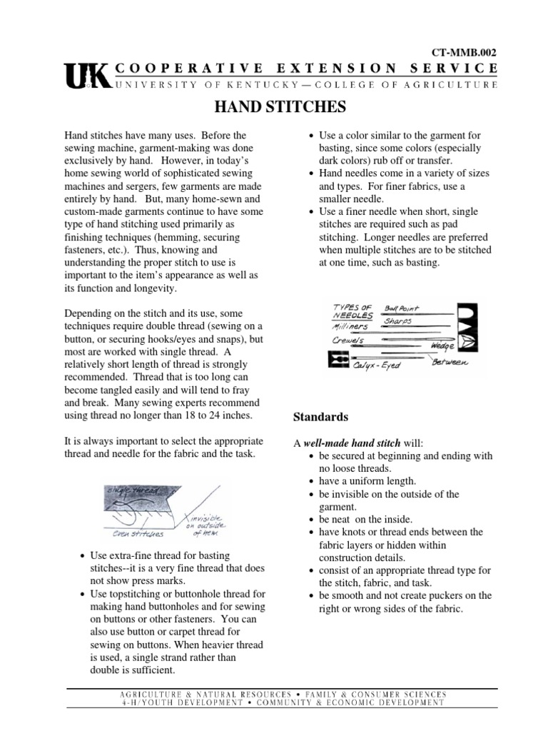 Hand Stitch Types - Textile School