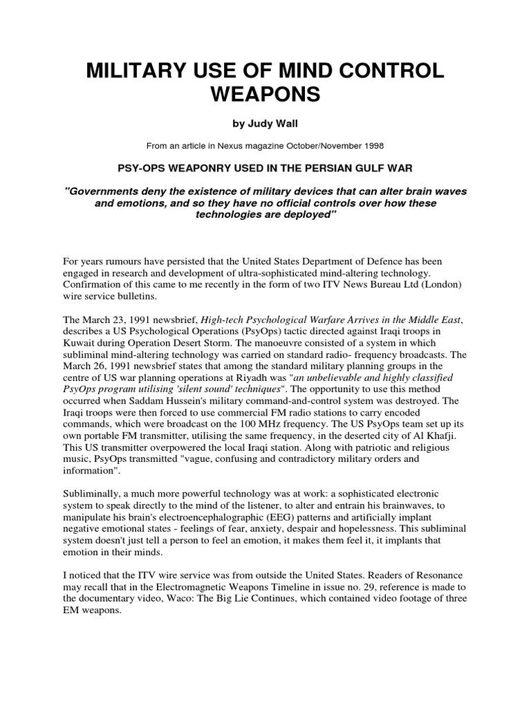 Military Use of Mind Control Weapons | PDF | Acoustics | Sound