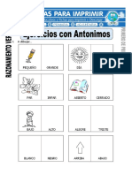 Ficha de Ejercicios Con Antónimos para Primero de Primaria