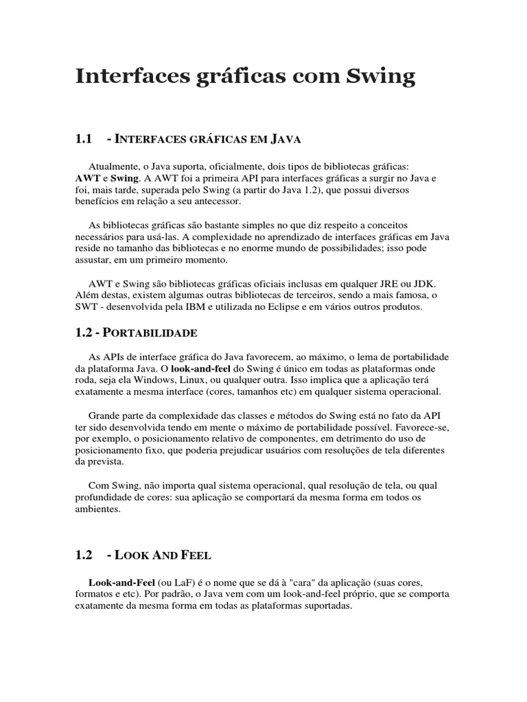 Interfaces Gráficas Com Swing | PDF | Classe (programação de ...