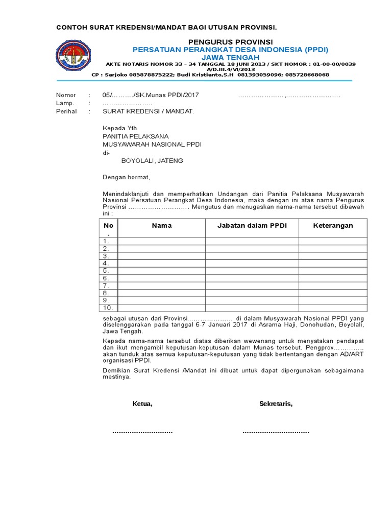 348738347 Contoh Surat Mandat Docx Pdf