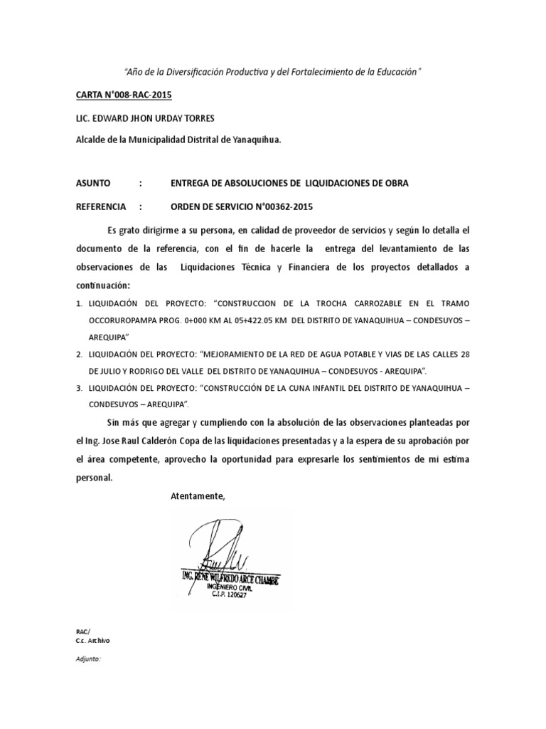 Carta 007 Entrega de Observaciones