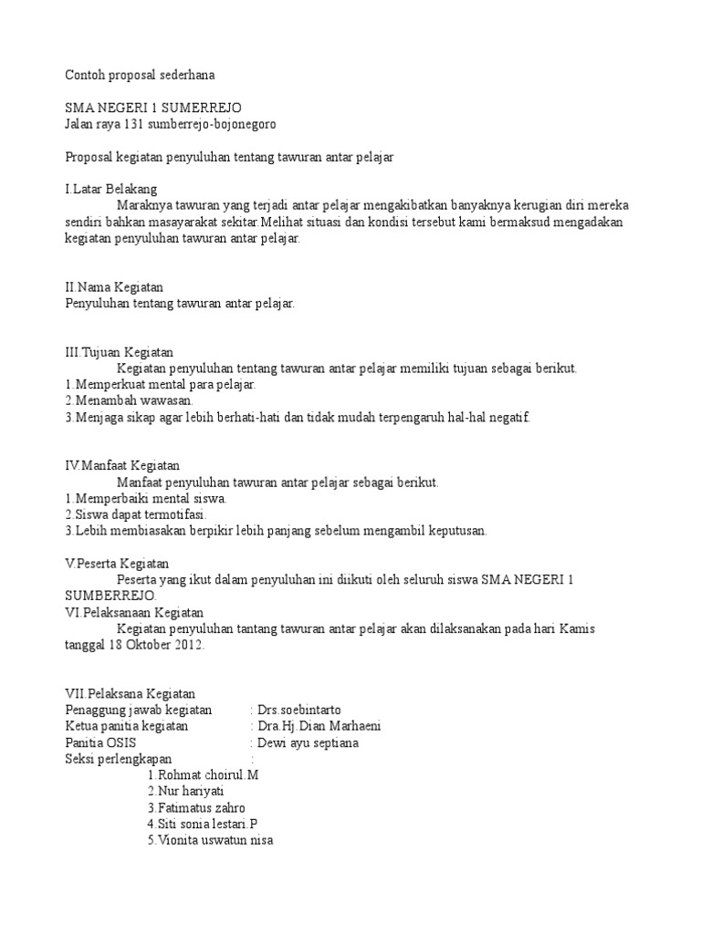Contoh Proposal Sederhana