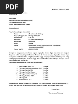 Surat Lamaran Theo Pt Buma Pdf