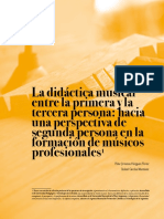 La Didáctica Musical Entre La Primera y La Tercera Persona: Hacia Una Perspectiva de Segunda Persona en La Formación de Músicos Profesionales