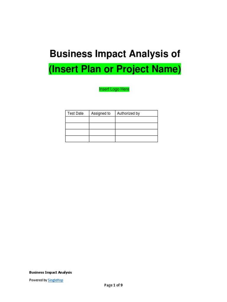 Business Impact Analysis Template | PDF | Business Process ...