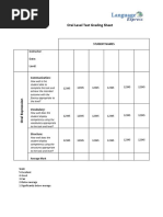 Oral Level Test Grading Sheet