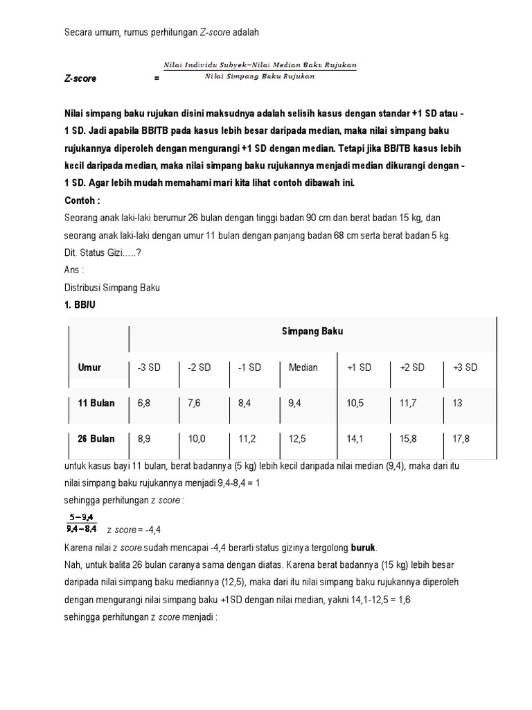 Cara Menghitung Z-Score Gizi Anak | PDF | Pengembangan Diri | Kesehatan ...