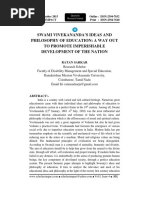 Swami Vivekananda's Ideas and Philosophy of Education: A Way Out To Promote Imperishable Development of The Nation