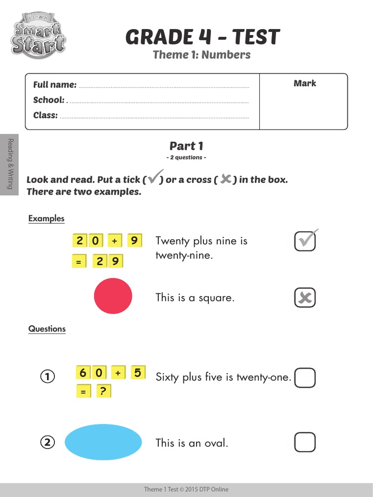 I Learn Smart Start Grade 4 Theme 1 Reading Writing Test tb Leisure