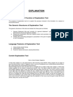 Explanation: The Purpose / Social Function of Explanation Text